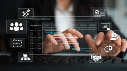 Project management dashboard showing timeline, tasks, milestones, and workflows for planning, tracking, and executing successful business or team projects Marrow