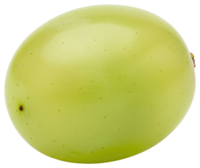 Single fresh green grape fruit with smooth skin and vibrant color isolated on a transparent background