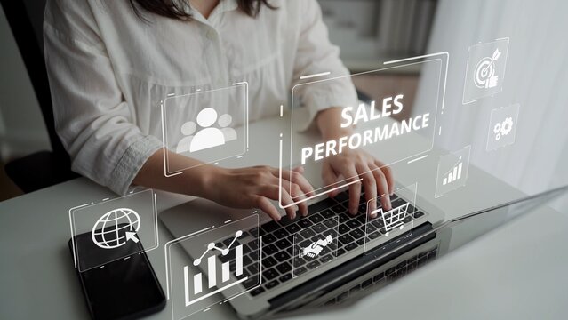 Digital sales performance dashboard showing sales performance metrics, performance trends, sales performance analytics, and sales improvement in business context. Muxer - Powered by Adobe