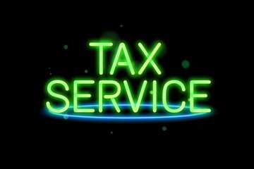 Obraz premium Vintage Tax Service Neon Sign With Green Bokeh.