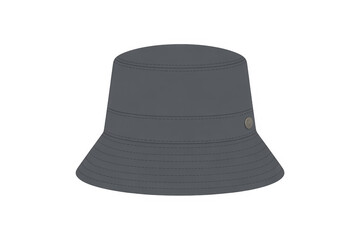 Dark gray bucket hat fashion isolated on a transparent background