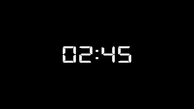 Countdown timer animation of 3 minutes on transparent background with alpha channels, 3 minutes countdown timer animation, countdown video.