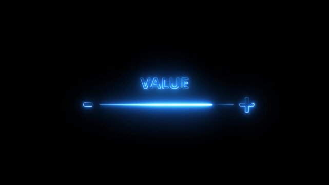 Glowing neon value added virtual icon animation . concept of increase value added business and service,market,Benefits, Growth, Quality control icon, Motion graphics of value concept.