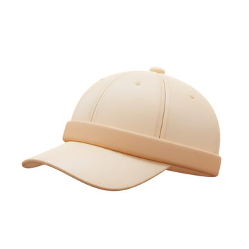 Beige Baseball Cap on White Background (205) photo
