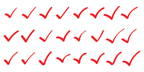 vector alphabet letters, Check tick mark icon set. Cross box x check mark checkbox v list vector draw hand drawn sketch doodle brush marker checklist symbol wrong right circle. Vector Illustration.  © Hike Studio 888