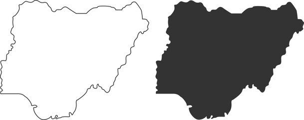 ​Nigeria map silhouette and outline vector illustration isolated on white background © Imran