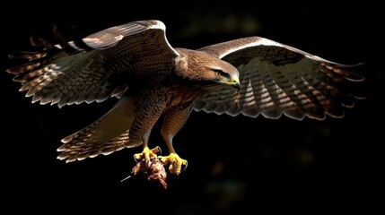 A hawk swooping down to catch prey