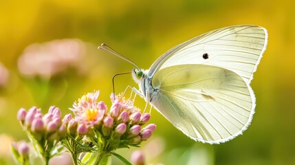 A butterfly perched on a flower in a meadow