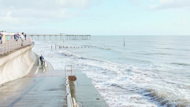 Teignmouth Pier and groynes, Teignmouth, Devon, England