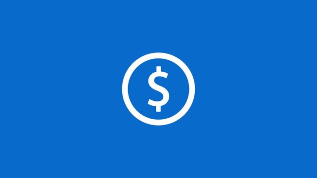 White dollar sign icon within a circle symbolizing finance and currency on a blue background