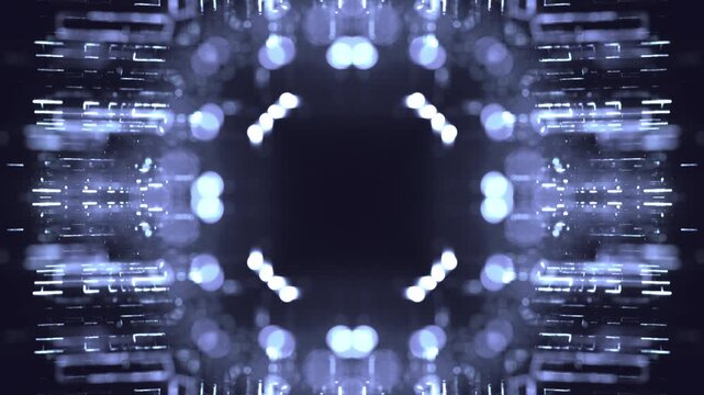 geometric glowing light patterns, futuristic, symmetrical design, analysis, technology, digital art, connection, network, mesmerizing, depth, innovation, digital media, tech advertising, blue, dark