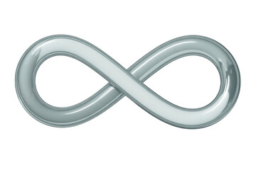 Shiny silver infinity symbol isolated on a transparent background