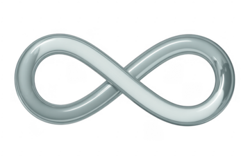 Shiny silver infinity symbol isolated on a transparent background