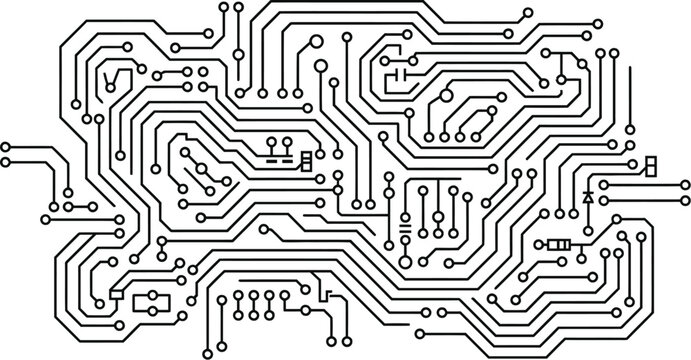 Abstract circuit board microchip trace patterns vector background