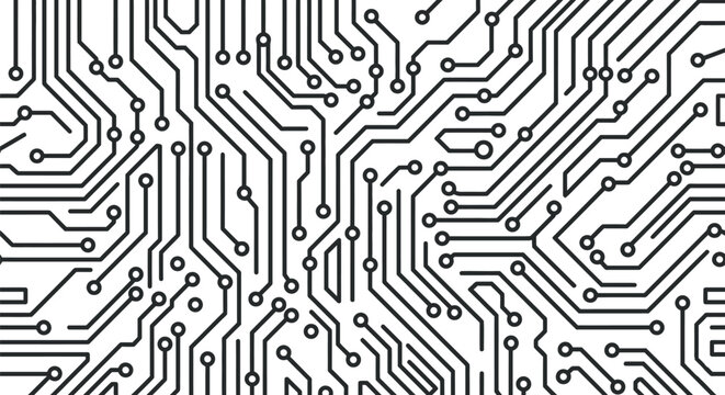Abstract circuit board microchip trace patterns vector background