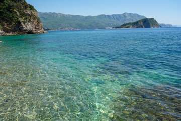 Mogren beach in Budva riviera, coast of Montenegro