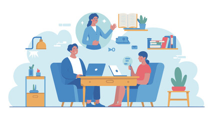 Holographic Education Session with Students and Teacher Collaborating on a Project in a Virtual Classroom Environment