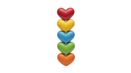Stacked Colorful Hearts stacked hearts isolated on a transparent background