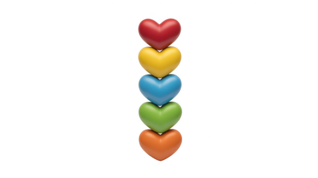 Stacked Colorful Hearts stacked hearts isolated on a transparent background - Powered by Adobe