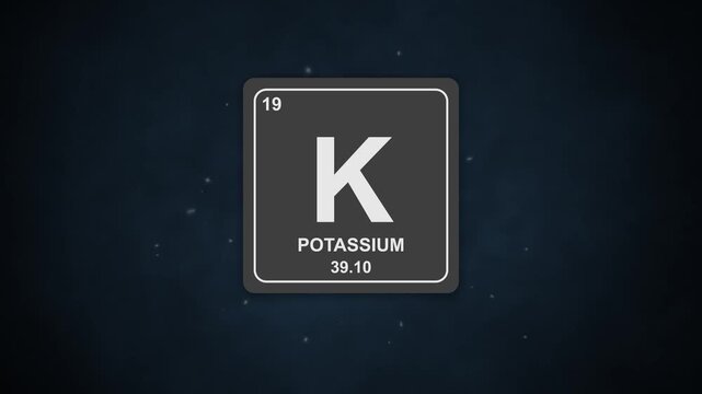 Periodic table tile displaying potassium on textured background