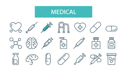 Fototapeta premium Medical icons set with health and medicine symbols