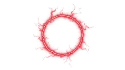 Red plasma energy ring isolated on white background, glowing electric circle border and power effect
