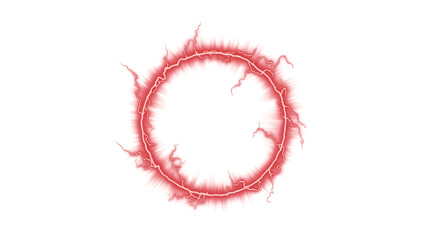 Red plasma energy ring isolated on white background, glowing electric circle border and power effect