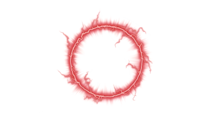 Red plasma energy ring isolated on white background, glowing electric circle border and power effect