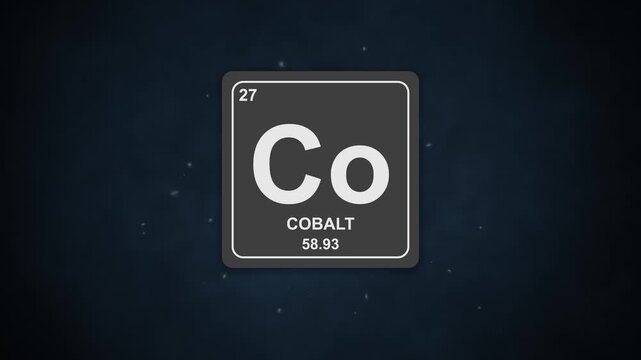 Scientific environment features metallic symbols and electric sparks Cobalt
