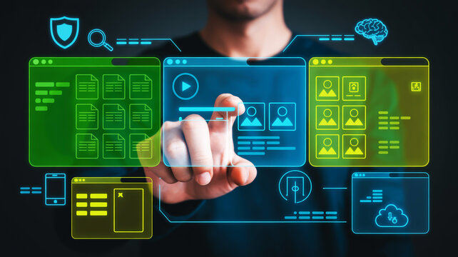 Futuristic interface for data security and information management - Powered by Adobe