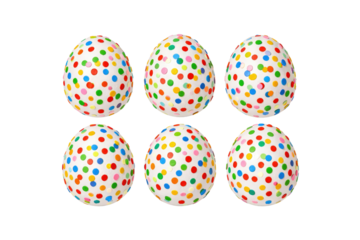 Colorful polka dot Easter eggs for holiday celebration Pure white background cutout