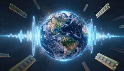 Fototapeta premium Global technology connecting the world with digital pulse