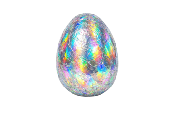 Holographic Easter Egg Iridescent Pattern Spring Celebration PNG with transparency