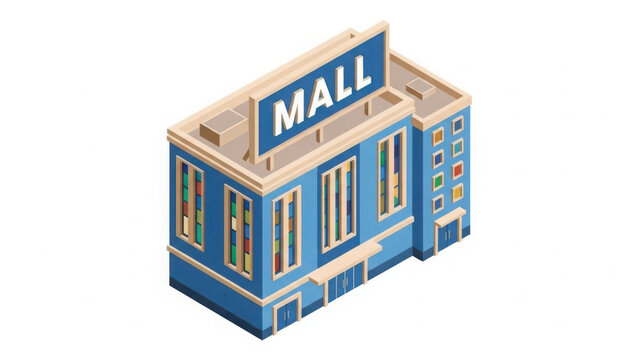 3d isometric shopping mall illustration