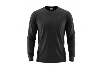 Black long sleeve t shirt black t shirt isolated on a transparent background