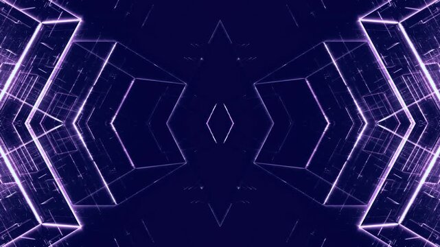 glowing geometry structures, digital technology innovation: futuristic forms, data visualization, network, 3D space, engineering, research, modern infrastructure, background, purple
