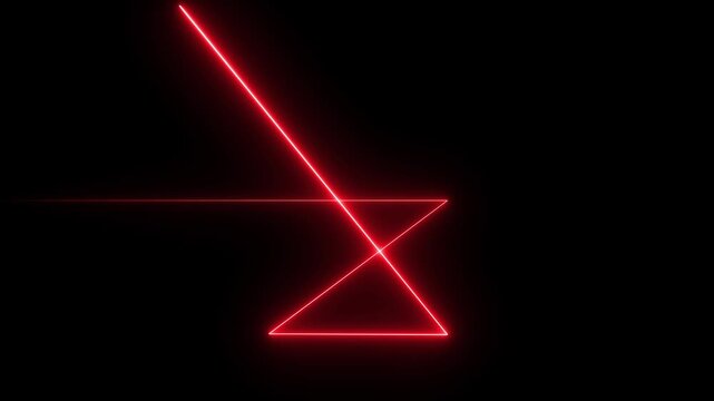 Neon technology stripes line animation.  Moving neon curve line on black background.  Seamless loop laser lines. Abstract neon light background.