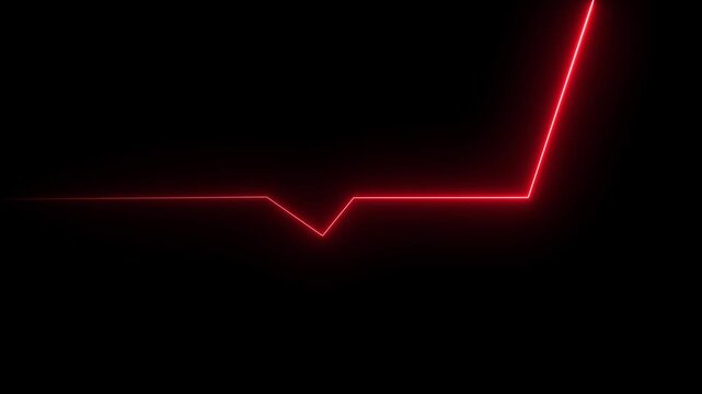 Neon technology stripes line animation.  Moving neon curve line on black background.  Seamless loop laser lines. Abstract neon light background.