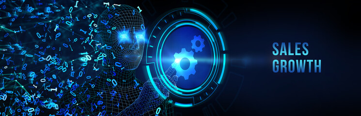 Sales growth, increase sales or business growth concept. 3d illustration