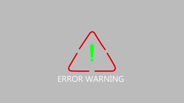 Green Exclamation Mark In Triangle With Error Warning Text icon animation video. 