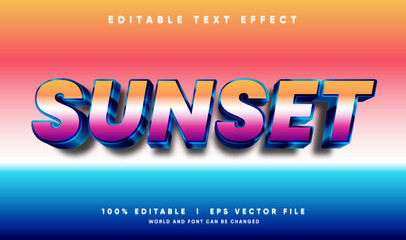 sunset vector text effect with modern style