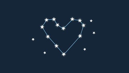 Heart constellation on a dark blue night sky with twinkling stars © Anisah