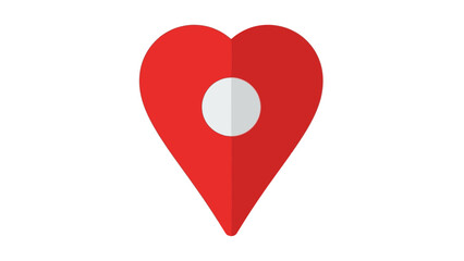 Red Heart Location Pin Icon on White Background