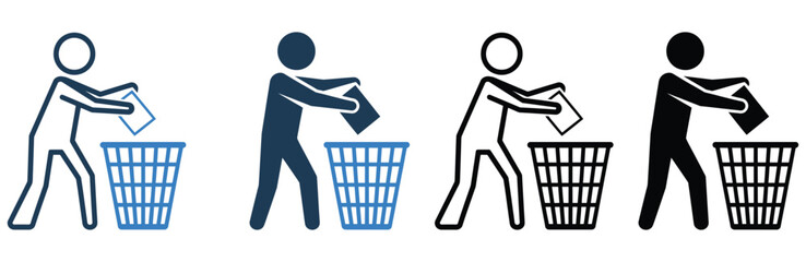 Person disposing of trash into a waste bin, representing recycle and clean environment © MOHAMMADSHARIFUL