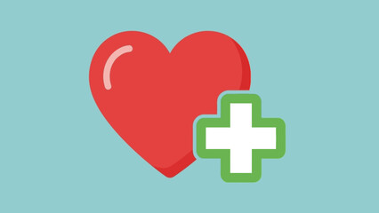 Obraz premium Red Heart and Plus Sign Icon - Health Care, Wellbeing, Medical Symbol