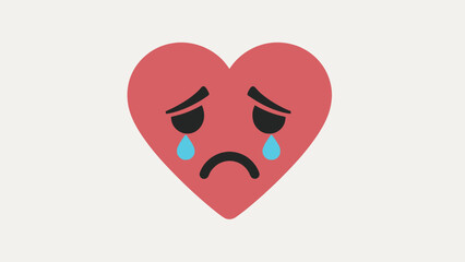 Sad Heart Emoji Crying Tears, Broken Heart Icon, Emotional Sadness Concept