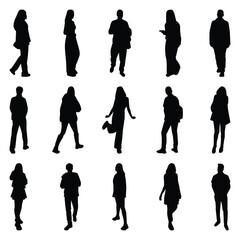 Vector collection set of individual people silhouettes.	
