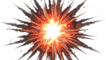 Explosion bursting with bright light isolated on transparent background, isolated on white background, illustration