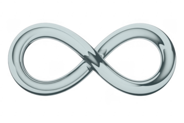 Shiny Silver Infinity Symbol isolated on a transparent background