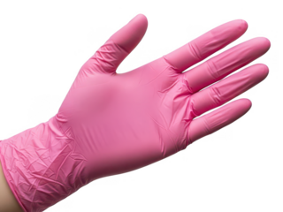 Pink disposable glove isolated on transparent background
